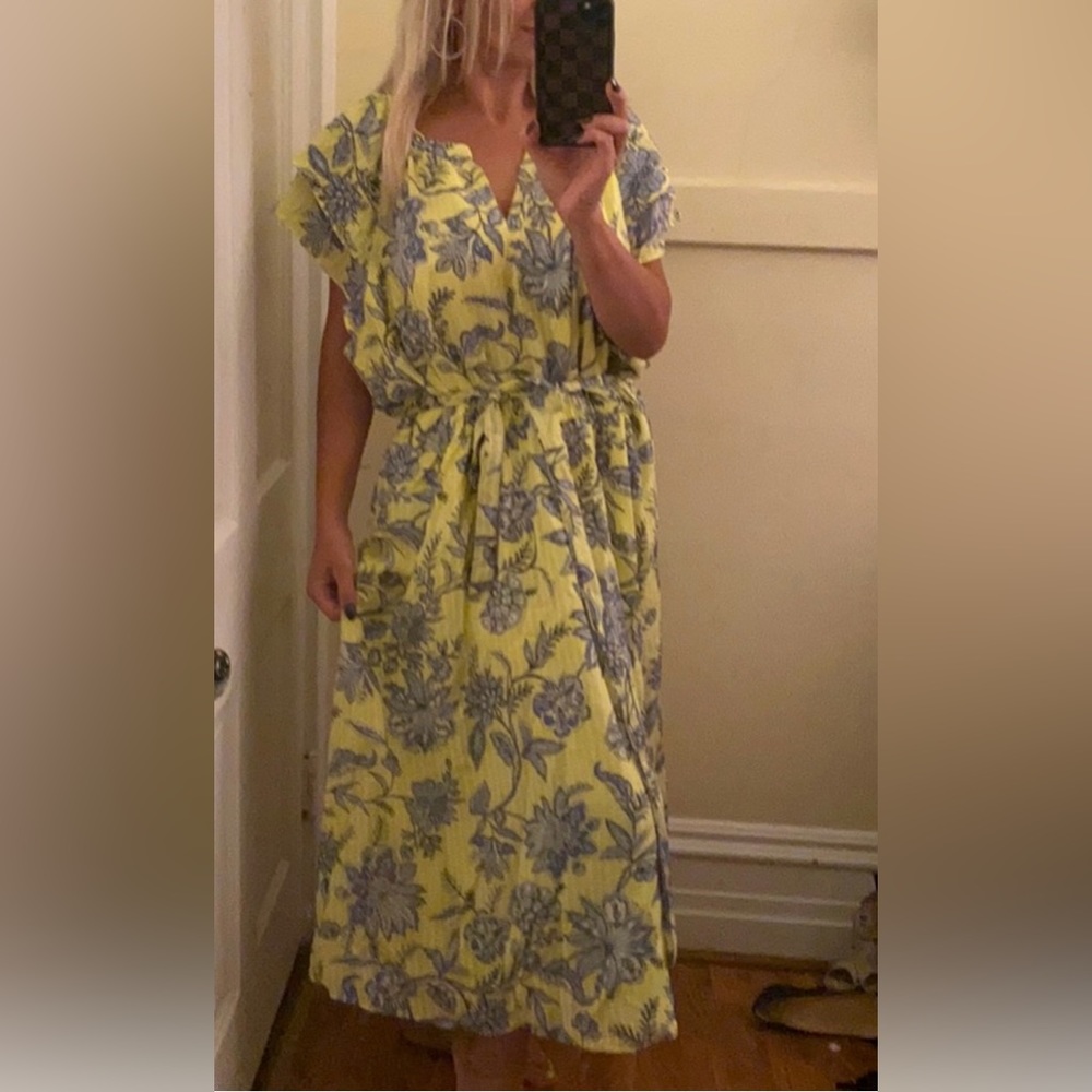 Loft gorgeous yellow blue dress plus 26